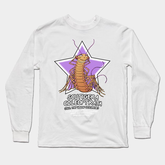 Scutigera Coleoptrata Long Sleeve T-Shirt by Cyborg One